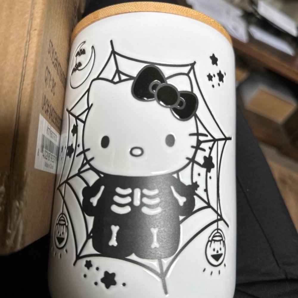 Hello Kitty Black and White Jar/Candle Holder